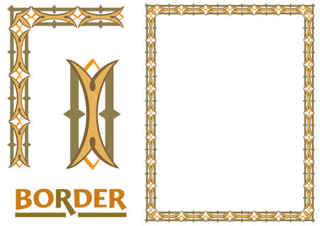 decoration Borders - Tiled frame in plant leaves and flowers Framework Decorative Elegant ornamental styleのイラスト素材