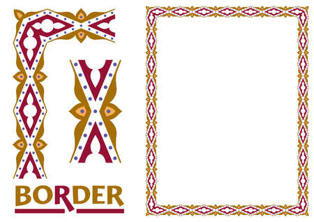 decoration Borders - Tiled frame in plant leaves and flowers Framework Decorative Elegant ornamental styleのイラスト素材