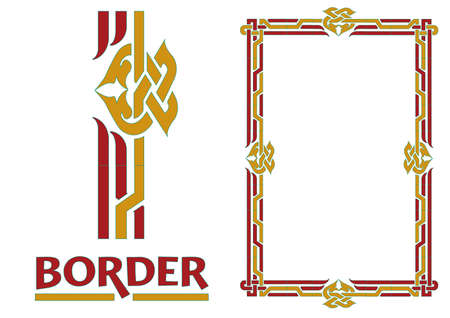 decoration Borders - Tiled frame in plant leaves and flowers Framework Decorative Elegant ornamental styleのイラスト素材