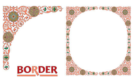 decoration Borders - Tiled frame in plant leaves and flowers Framework Decorative Elegant ornamental styleのイラスト素材