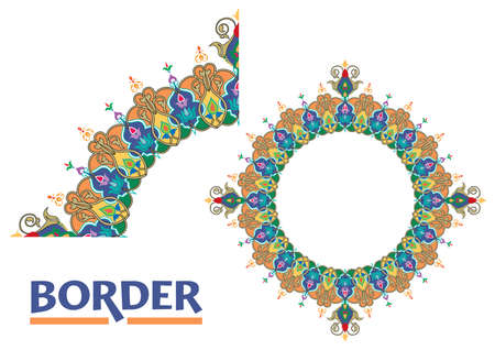 decoration Borders - Tiled frame in plant leaves and flowers Framework Decorative Elegant ornamental styleのイラスト素材