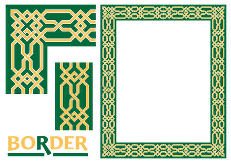arabesque Borders - Tiled frame in plant leaves and flowers Framework Decorative Elegant ornamental styleのイラスト素材