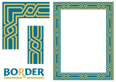 arabesque Borders - Tiled frame in plant leaves and flowers Framework Decorative Elegant ornamental styleのイラスト素材
