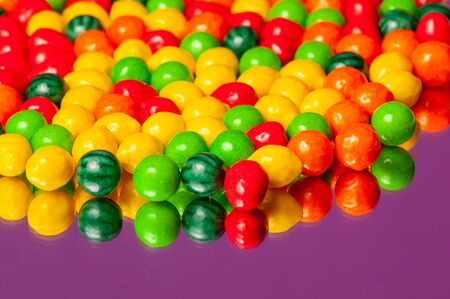 Colorful bubble gum spilling. Macro with shallow dof. Selective focus.の写真素材