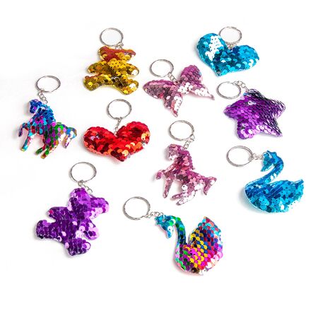 colorful toy key chains for kidsの写真素材