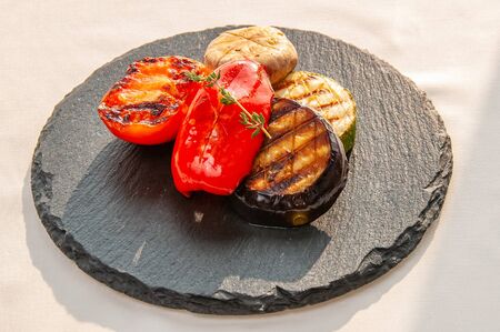 Roasted vegetables - eggplant and red pepperの写真素材