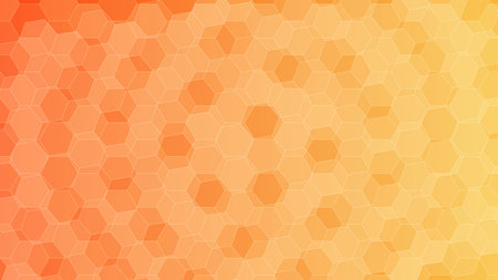 Orange abstract background with hexagons. Vector polygonal illustration.