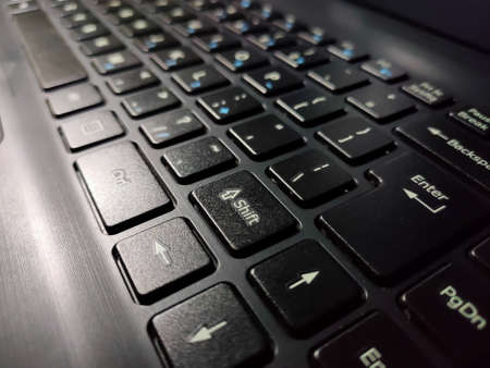 Closeup view of black laptop keyboardの写真素材