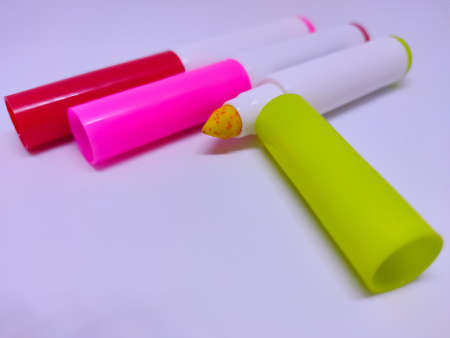 Close view of colour pencil in white background