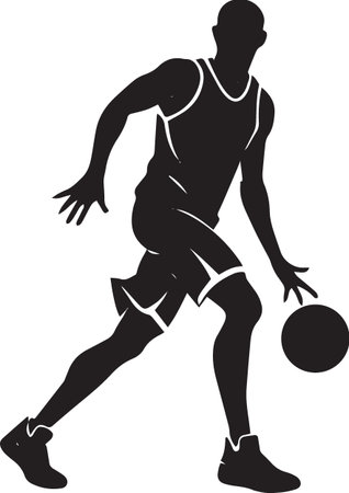 basketball player with ball.Vector illustration ready for vinyl cutting and t-shirt designのイラスト素材