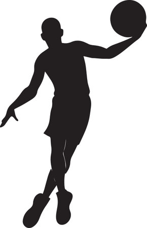 basketball player silhouette isolated on white background with clipping path. vector illustrationのイラスト素材