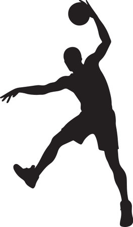 basketball player.Vector illustration. Silhouette isolated on white backgroundのイラスト素材