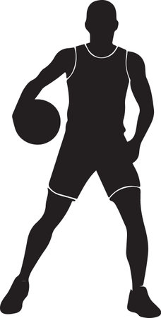 basketball player silhouette isolated on white background. Vector illustration. EPS 10のイラスト素材