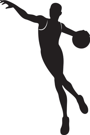 Basketball player.Vector illustration of basketball player jumping with ball.のイラスト素材
