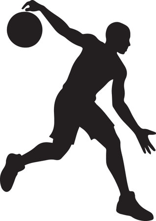 basketball player silhouette isolated on white background. black and white vector illustrationのイラスト素材