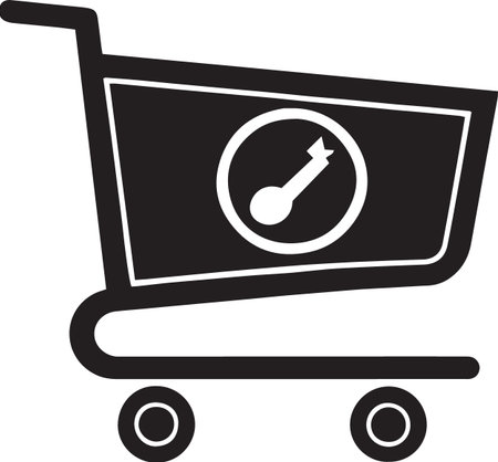 Vector of Shopping Carts and Vendor Stalls Silhouettesのイラスト素材