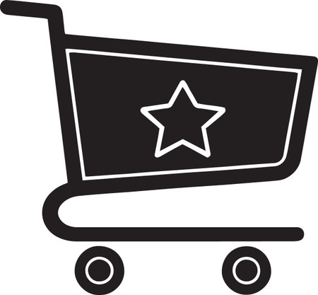 Shopping cart with star icon isolated on white background. Vector Illustrationのイラスト素材