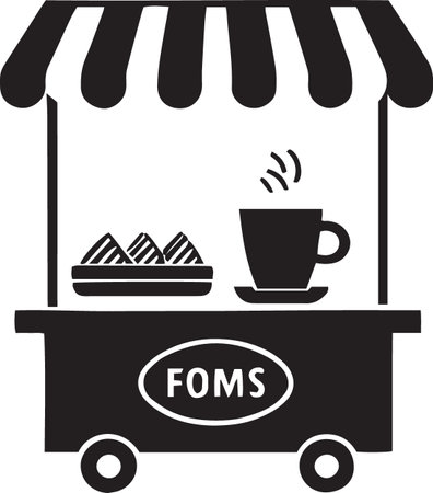 Vector of Shopping Carts and Vendor Stalls Silhouettesのイラスト素材