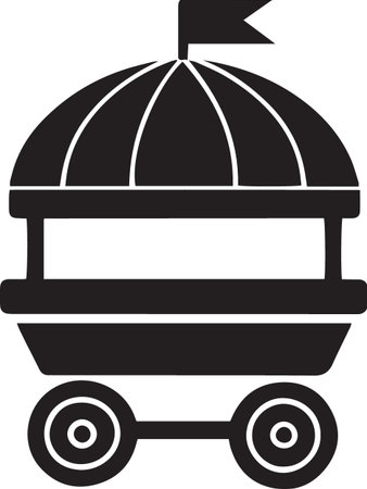 Vector of Shopping Carts and Vendor Stalls Silhouettesのイラスト素材