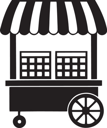 Vector of Shopping Carts and Vendor Stalls Silhouettesのイラスト素材