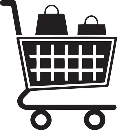 Vector of Shopping Carts and Vendor Stalls Silhouettesのイラスト素材