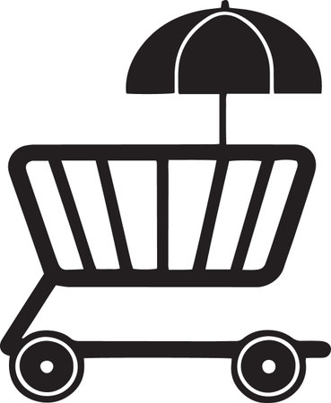 Vector of Shopping Carts and Vendor Stalls Silhouettesのイラスト素材