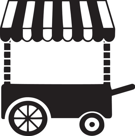 Vector of Shopping Carts and Vendor Stalls Silhouettesのイラスト素材
