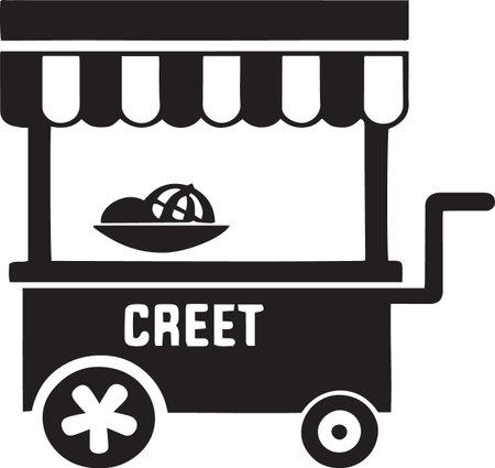 Vector of Shopping Carts and Vendor Stalls Silhouettesのイラスト素材