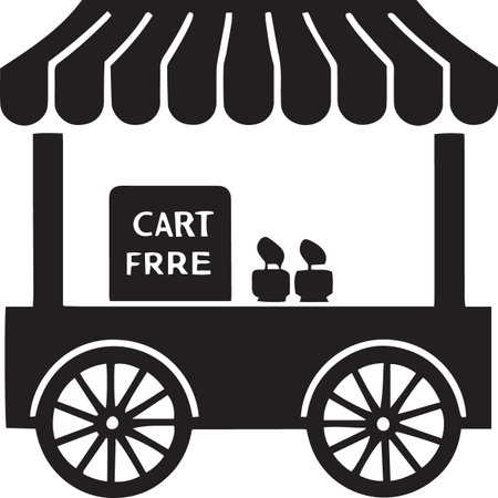 Vector of Shopping Carts and Vendor Stalls Silhouettesのイラスト素材
