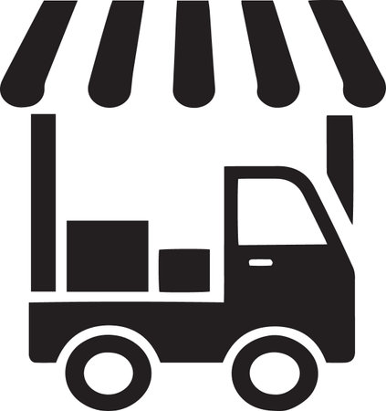 Vector of Shopping Carts and Vendor Stalls Silhouettesのイラスト素材