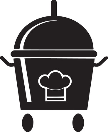 Black Silhouette Icons of Market Carts and Food Stallsのイラスト素材