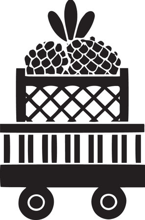 Black Silhouette Icons of Market Carts and Food Stallsのイラスト素材