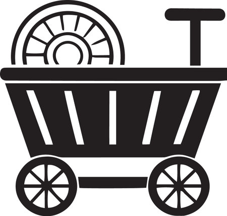 Black Silhouette Icons of Market Carts and Food Stallsのイラスト素材