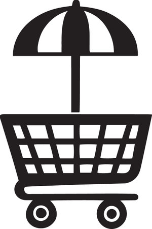 Black Silhouette Icons of Market Carts and Food Stallsのイラスト素材