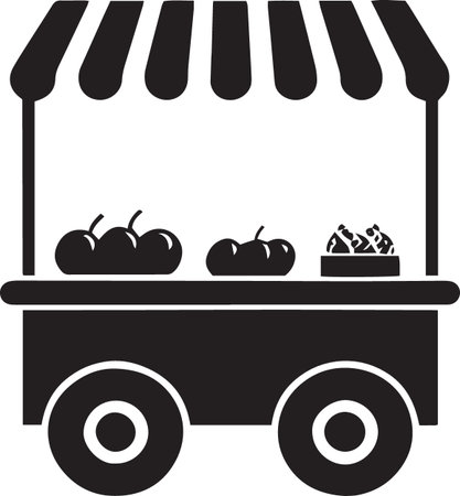 vegetables cart icon isolated on white background, vector illustration.のイラスト素材