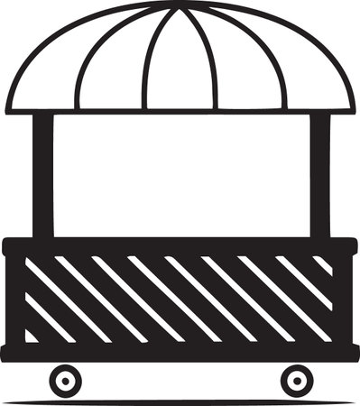 Black line Fast food cart icon isolated on white background. Vector Illustrationのイラスト素材