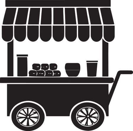 Illustration of an ice cream cart with awning and drinksのイラスト素材