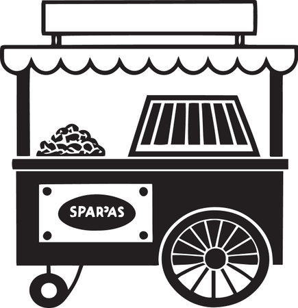 Illustration of a street food cart with popcorn on a white backgroundのイラスト素材