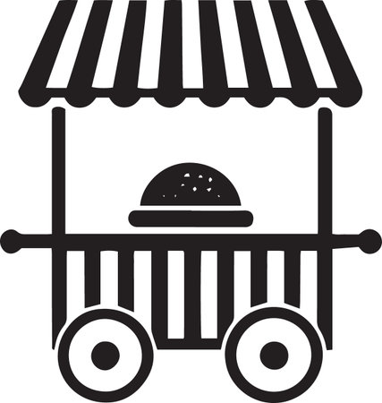 Black line Fast food cart icon isolated on white background. Vector Illustrationのイラスト素材