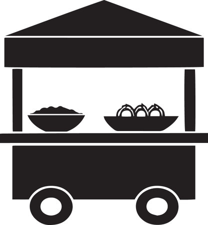 Street food cart icon isolated on white background. Vector Illustration.のイラスト素材