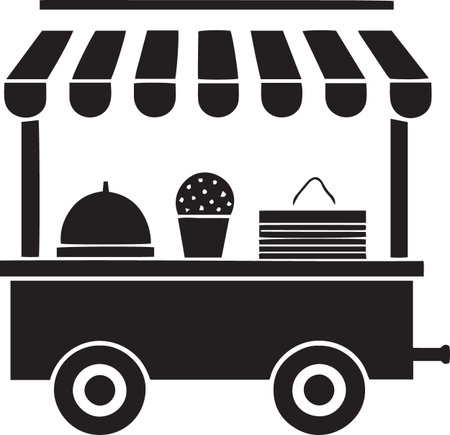 Street food cart with awning and ice cream, vector illustrationのイラスト素材