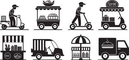 Food truck icon set. Vector illustration of food truck icon set.のイラスト素材
