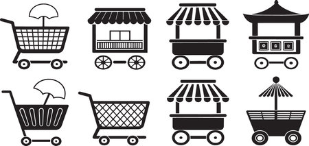 shopping cart icon set, shopping cart icon set, shopping cart icon setのイラスト素材