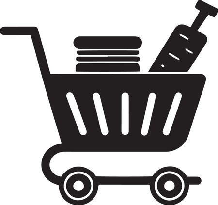 Shopping cart icon isolated on white background. Vector Illustration.のイラスト素材