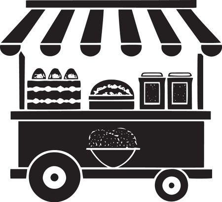 Illustration of a cart with a fast food stall on a white backgroundのイラスト素材