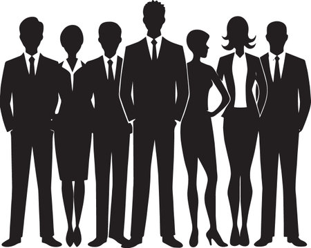 Business People Standing Silhouette â Leadership Team Vector Graphicのイラスト素材