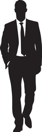 Business Man Standing Silhouette Vector â Professional Figure in Suit Graphicのイラスト素材