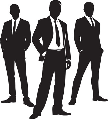 Business Man Standing Silhouette Vector â Standing Professional in Suit Artのイラスト素材