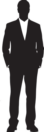 Business Man Standing Silhouette â Leader in Suit Standing Vector Illustrationのイラスト素材