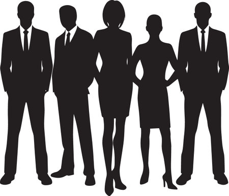 business people silhouettes isolated on white background, vector art illustration.のイラスト素材